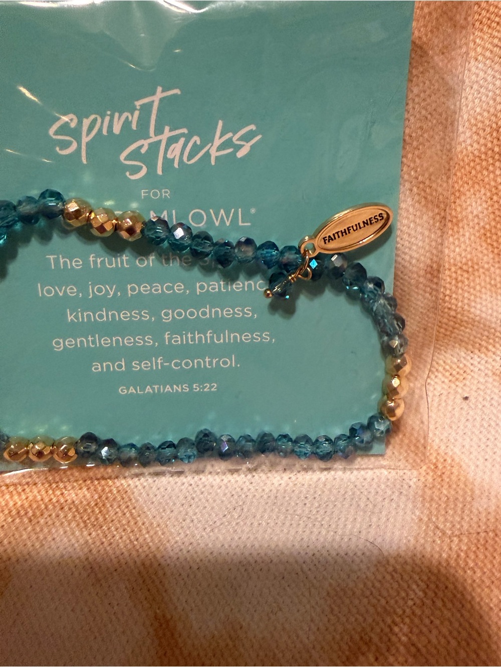 Origami Owl Teal Blue and Gold 'Faithfulness' Beaded Bracelet
